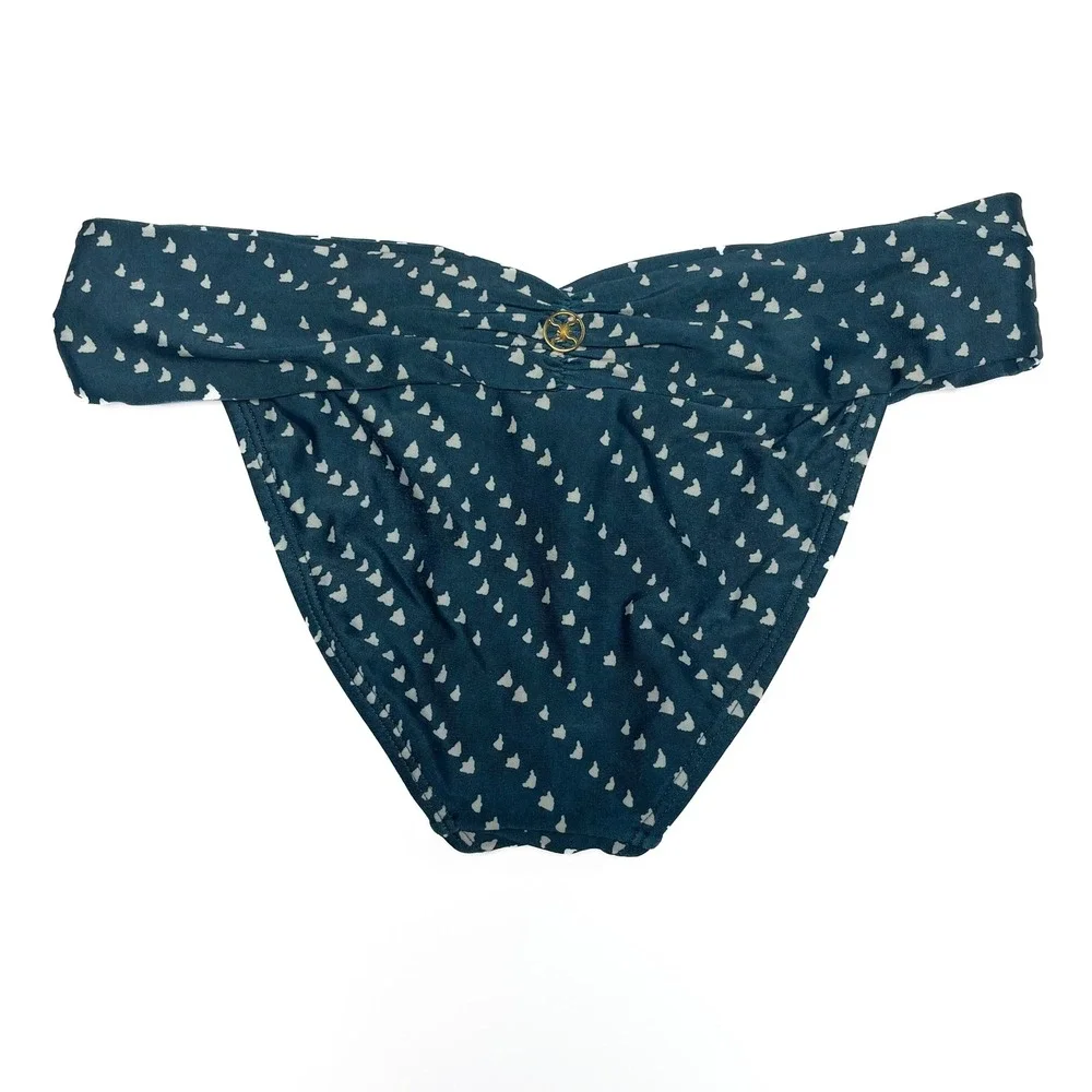 Vix by Paula Hermanny Bikini Bottom Teal‎ Geometric Pattern Cheeky Hipster S $96